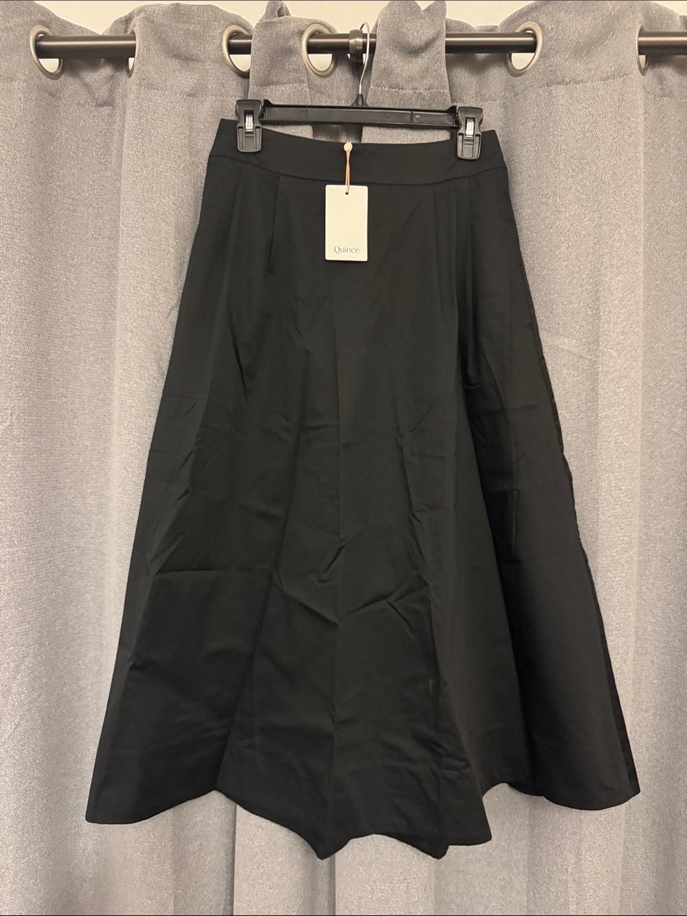 Quince Black A-Line Midi Skirt with Subtle Flare